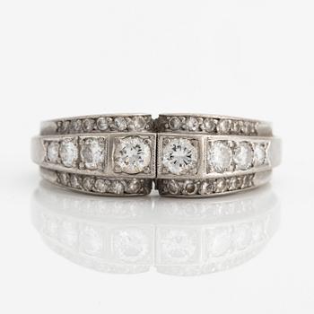 Ring, C.G Hallberg, white gold with diamonds, Stockholm 1958.