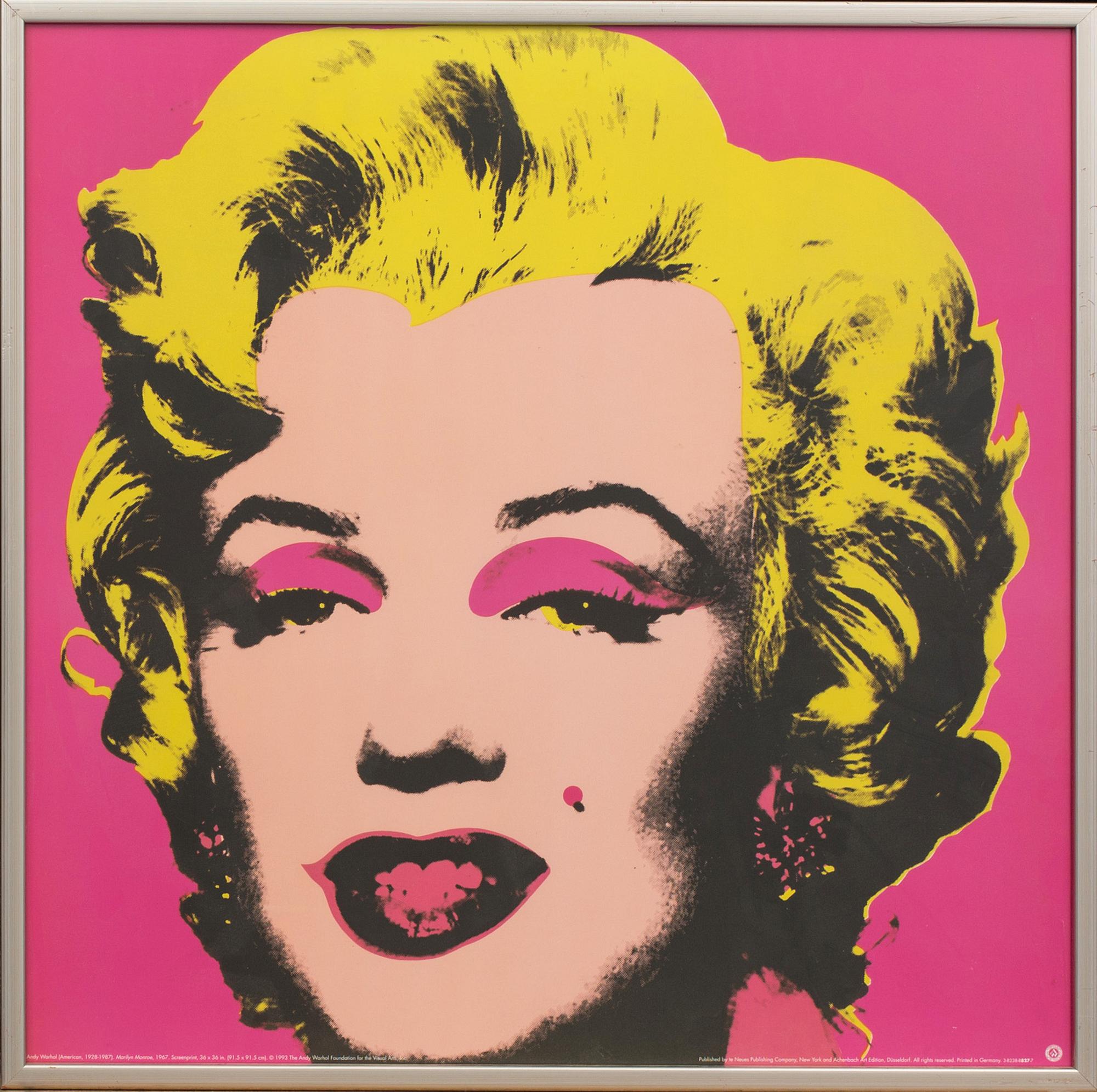 ANDY WARHOL, after, offset lithograph/poster, "Marilyn Monroe", 1993.
"Published by teNeues Publishing Company, New York.