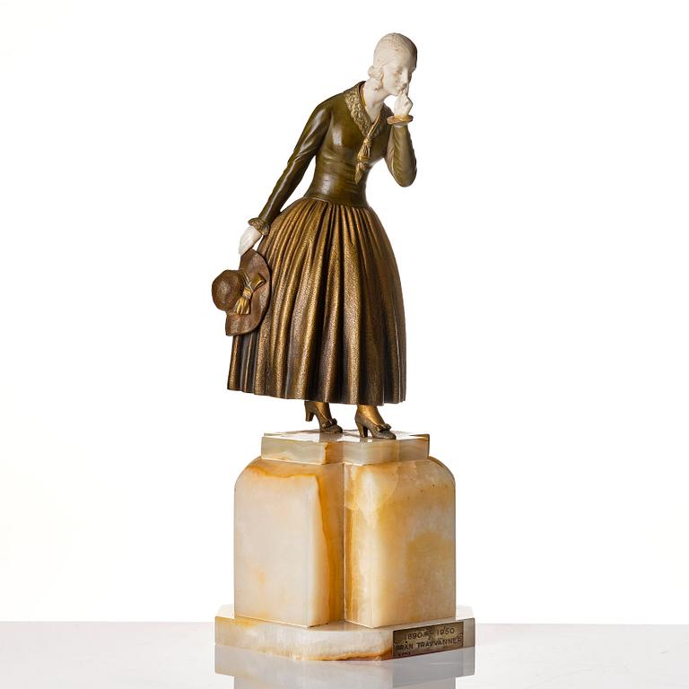 Demetre Chiparus, 'Hush', a patinated bronze and ivorine sculpture, Paris 1920s.