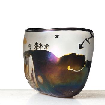 Bertil Vallien, a unique blasted glass bowl, Kosta, Sweden.