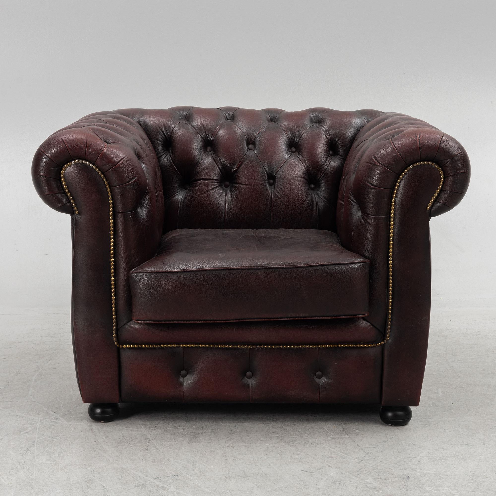 Sofa and armchair, Chesterfield, second half of the 20th Century.