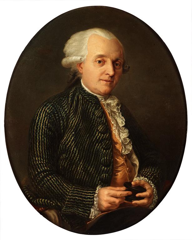 Pierre Cogell Hans krets, Mansporträtt med snusdosa, midjebild.