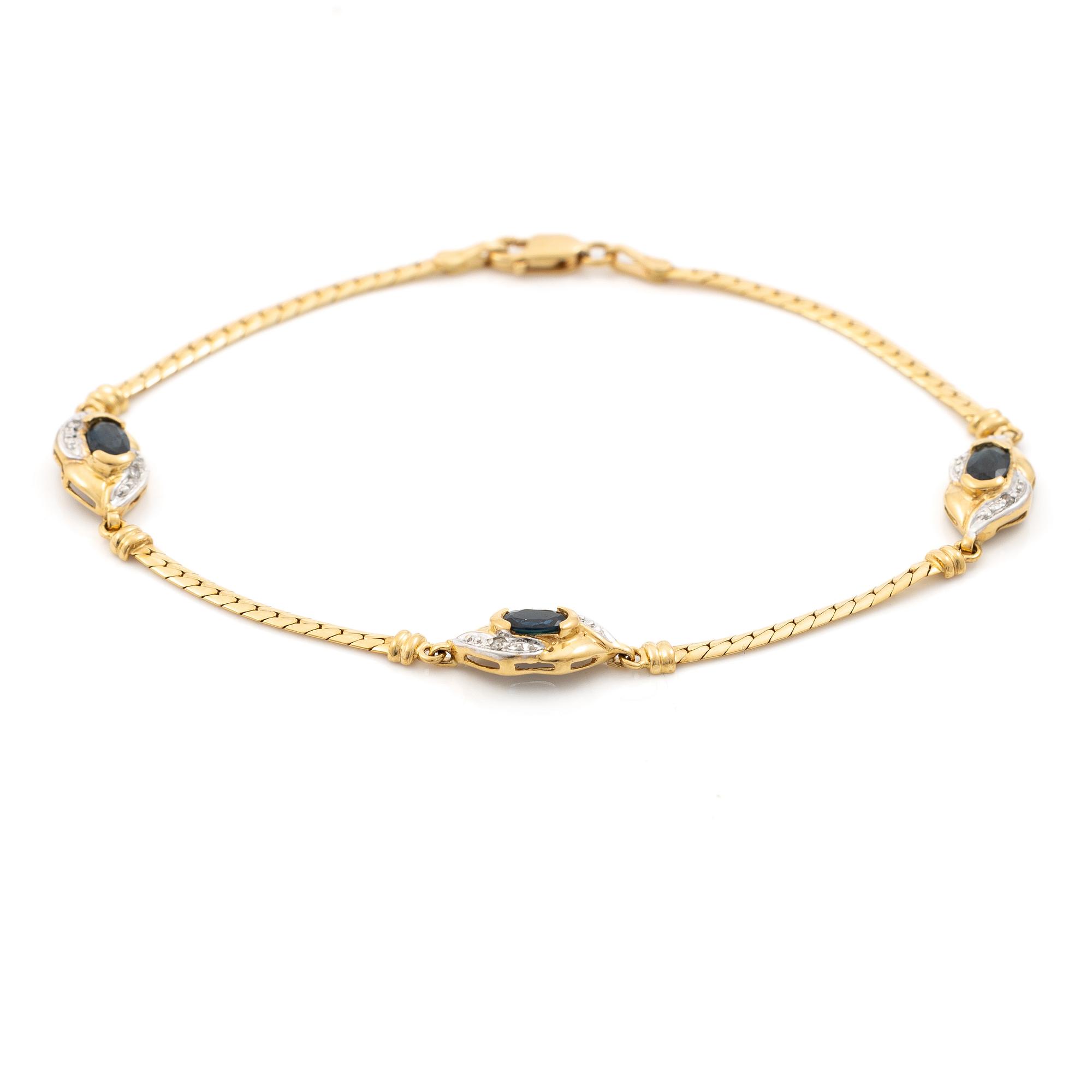 Bracelet, 18K gold with sapphires and small single-cut diamonds, Italy.