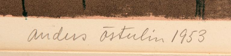 Anders Österlin, litografi signerad daterad och numrerad 1953 4/14.