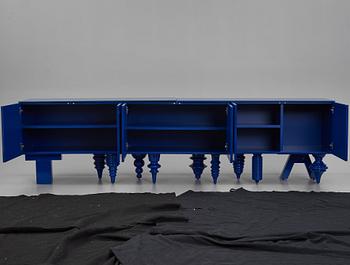 Jaime Hayon, a blue lacquered "Showtime" multileg sideboard, BD Barcelona Design, Spain, post 2006.