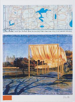 Christo & Jeanne-Claude, färgoffset med tygapplikation. Signerad.