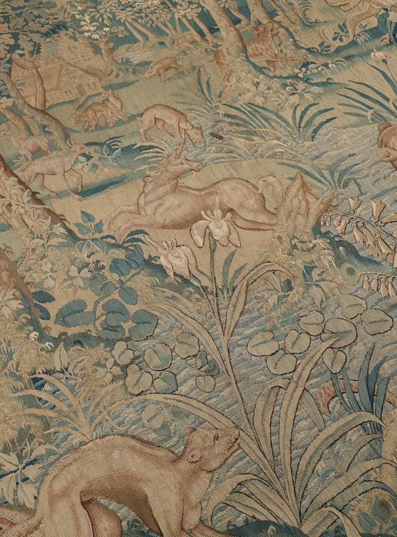 VÄVD TAPET, gobelängteknik. Flandern 1500-tal. 177 x 330 cm.