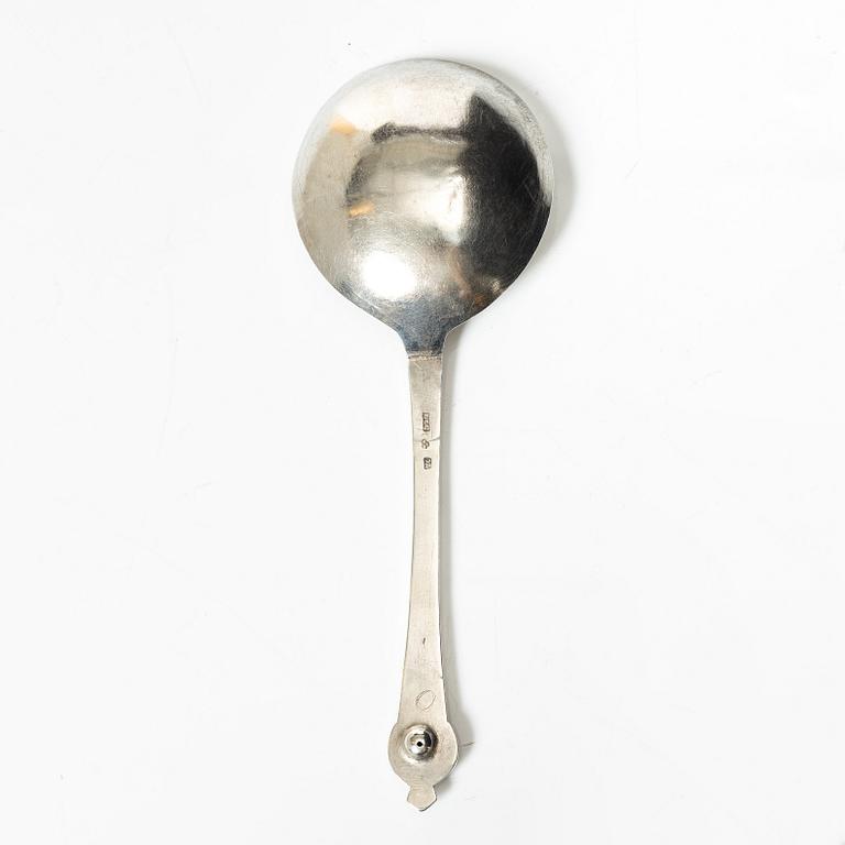 A Swedish silver spoon, marks of Lars Löfgren, Hudiksvall 1793.