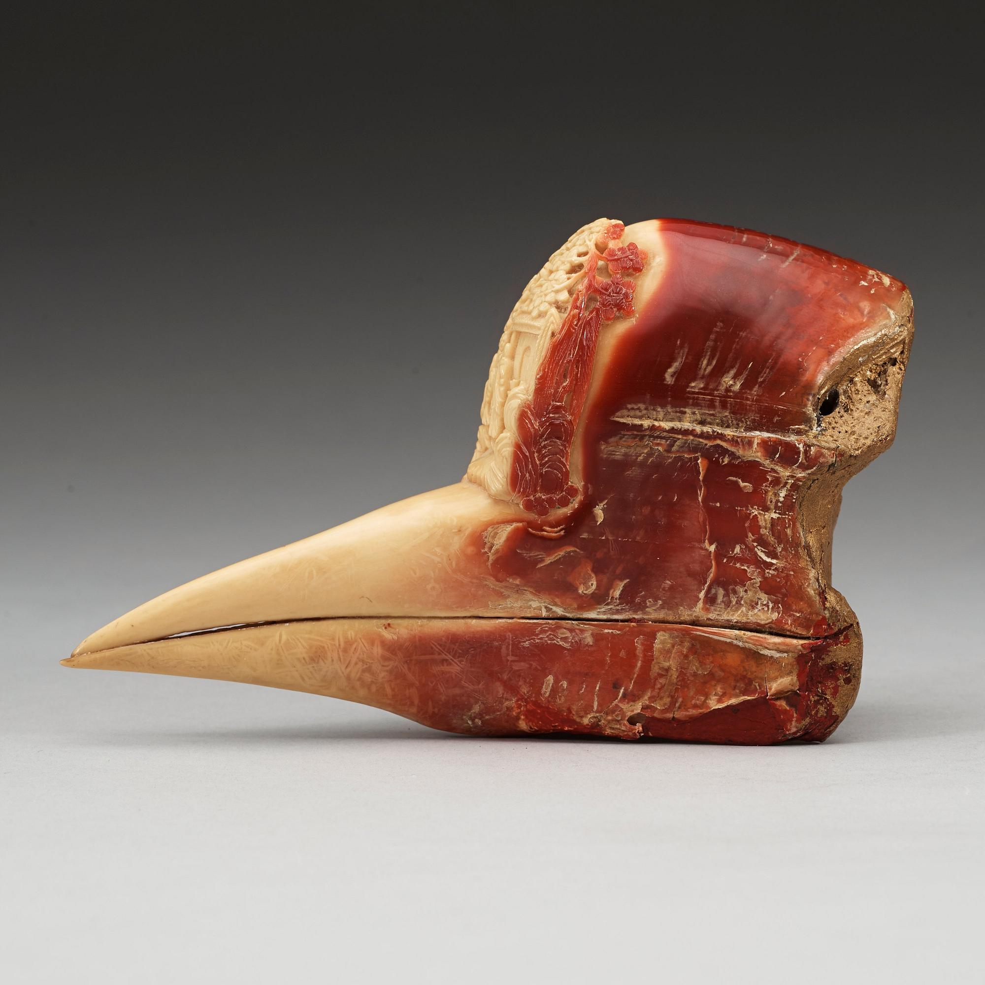 SKULPTUR, hornbill. Qing dynastin, 1800-tal.