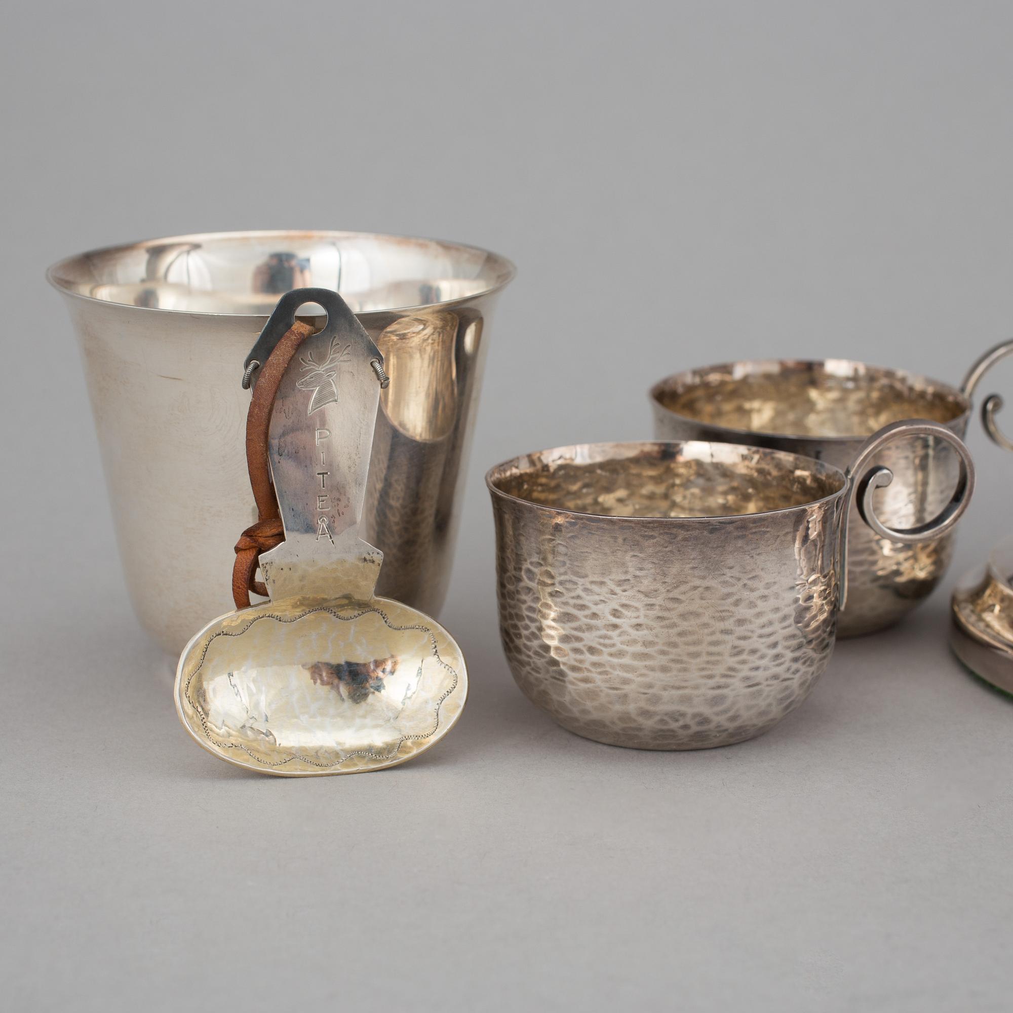 PARTI SILVER, 6 delar, bl a W A Bolin, 1900-tal.