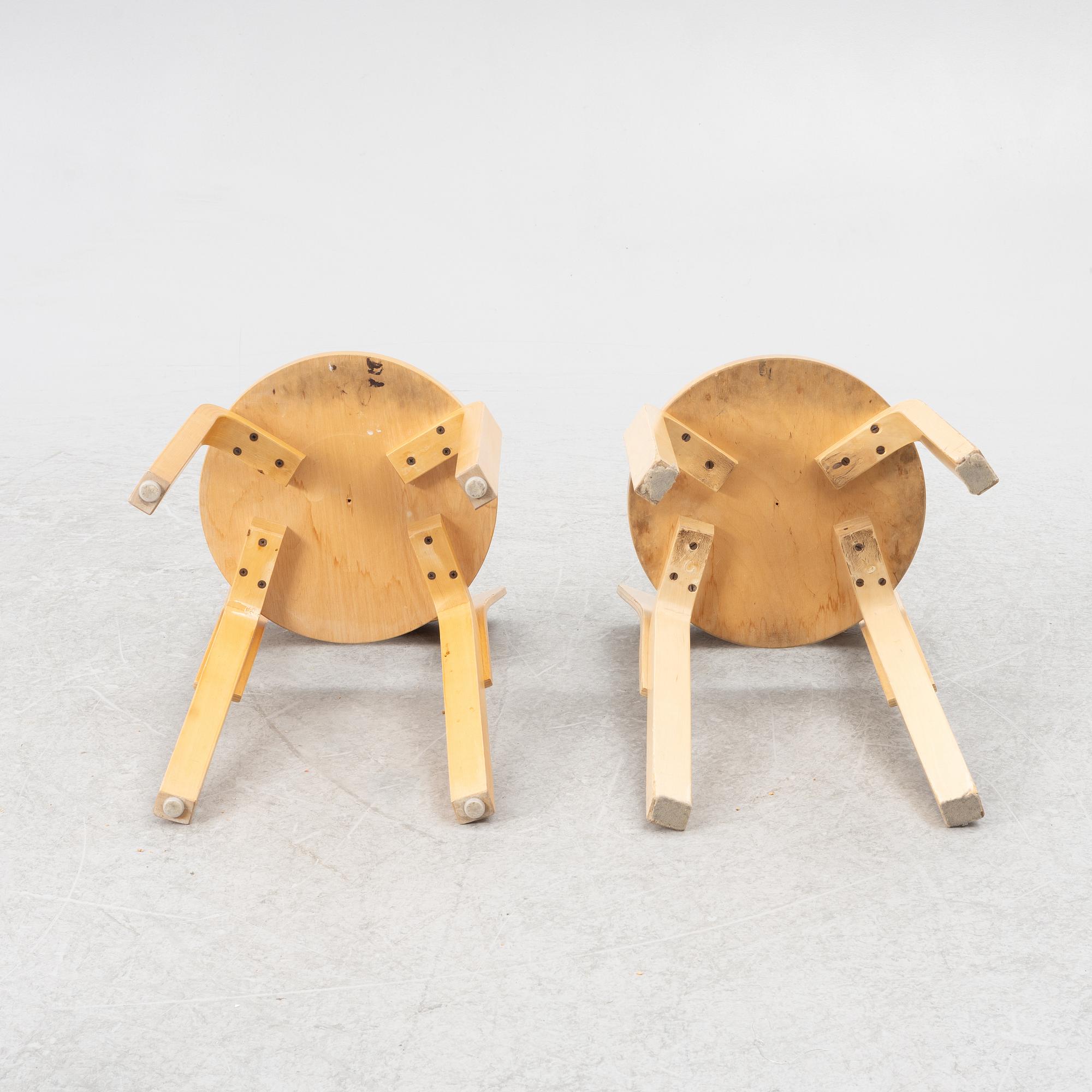 Alvar Aalto, chairs, 3 pcs, model 66 and stool, model 60, Artek, Finland.