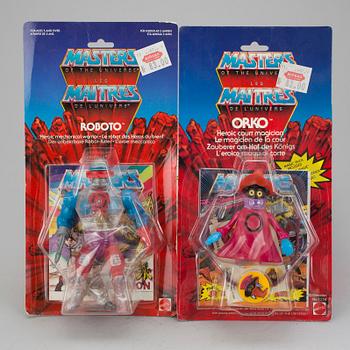 MASTERS OF THE UNIVERSE, Battle cat, Two-Bad, Roboto, He-Man samt Orko, Mattel, 1983-84.