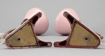 BORDSLAMPOR, ett par, metall, EWÅ, Värnamo, 1900-talets mitt.