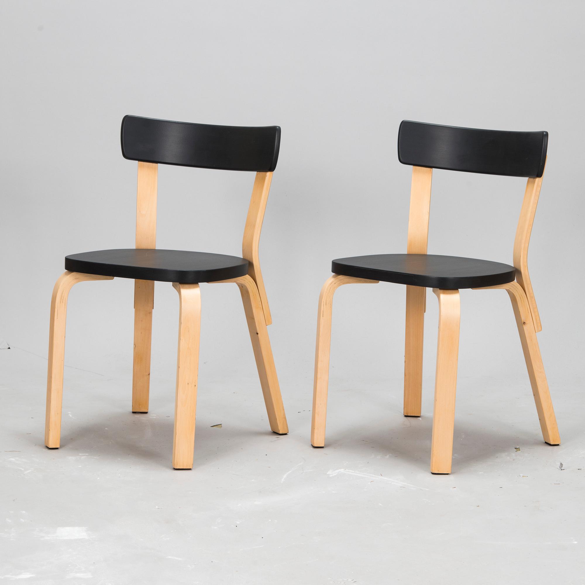 Alvar Aalto, stolar, ett par, modell 69, Artek 1950-60-tal.