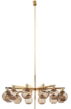 441. Hans-Agne Jakobsson, a brass twelve-light ceiling lamp, Markaryd, Sweden 1960's-70's, model T548/12.