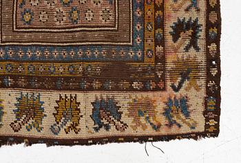 An antique Monastir prayer rug fragment , Ottoman Empire, c 133 x 106 cm.