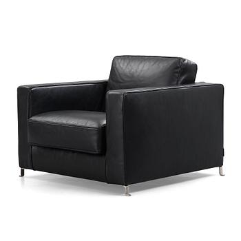 Flexform, a black leather and metal 'Bob' easy chair, post 1997.