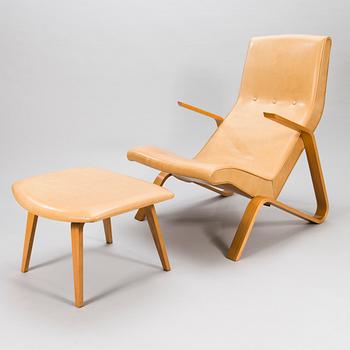 EERO SAARINEN, a 'Grasshopper' armchar and ottoman manufactured under licens by Tetrimäki Finland.