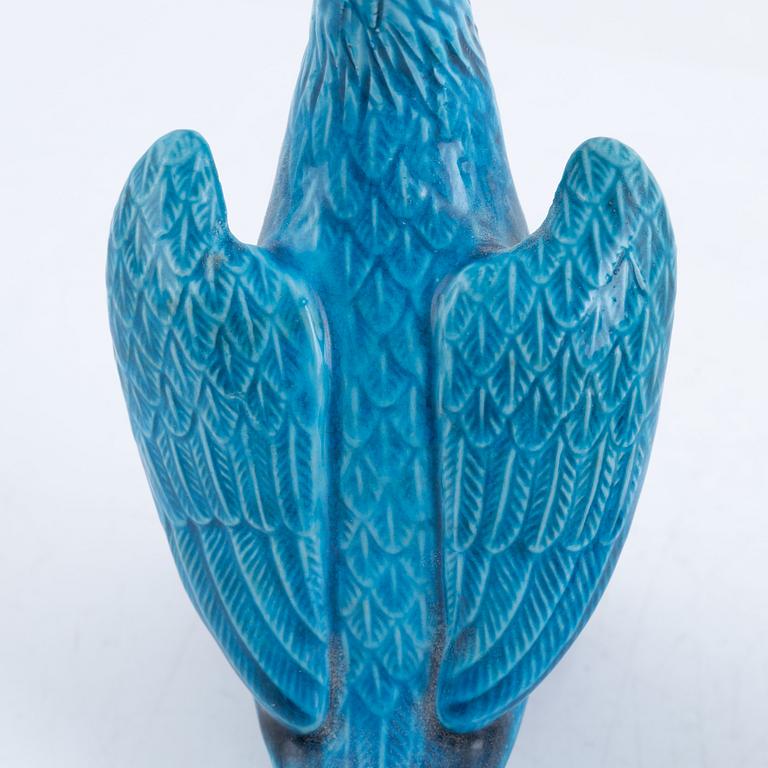 Four turquoise Chinese porcelain duck figurines, late Qing dynasty / around 1900.