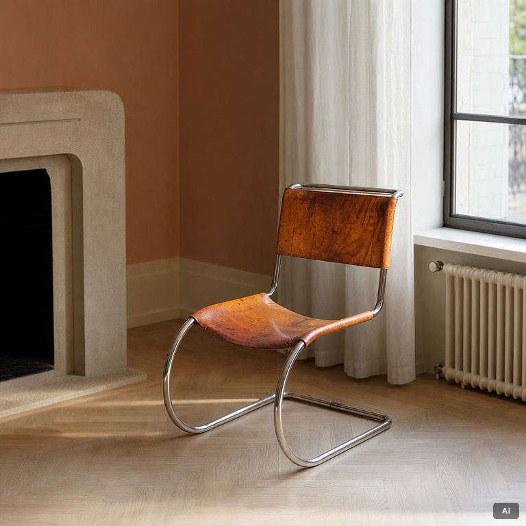 Ludwig Mies van der Rohe, Chair, "MR10", Thonet, likely 1970s.