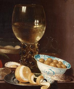 Monogramisten V.S-Z, Still life with plate, bowl, oysters and fruits.