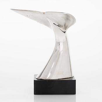 Pekka Piekäinen, a silver sculpture on stone base, marked PP. PlatinOro, Turku 1998/1999.