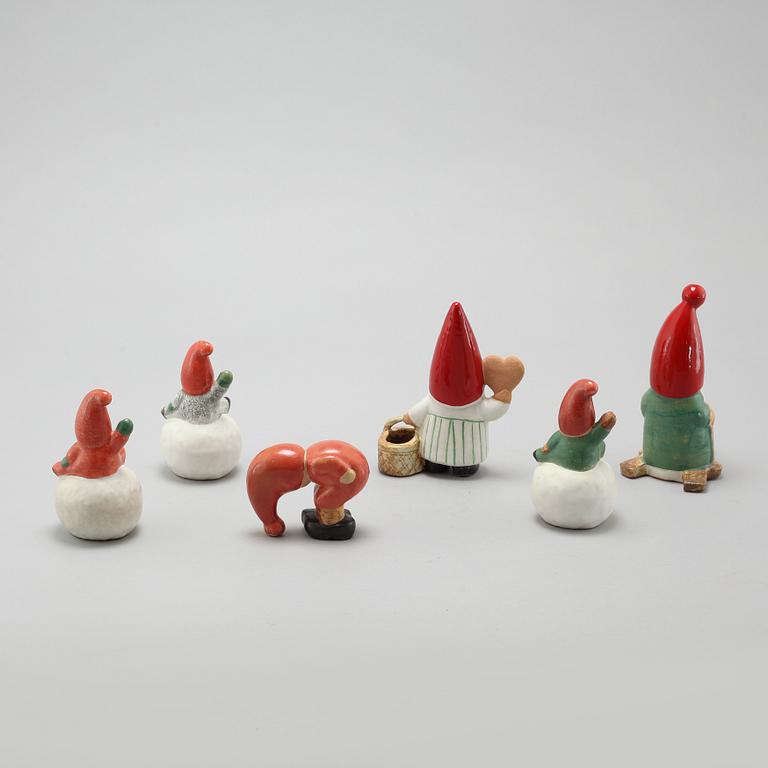 Six 1990s figurines by Lisa Larson, mainly K-studio, Gustavsberg.