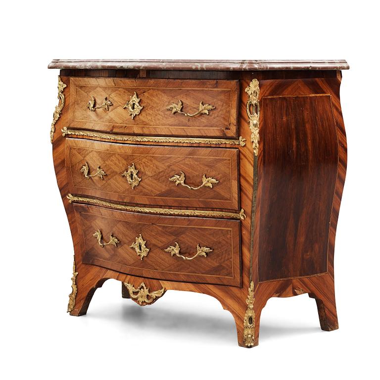 A Rococo commode by Johan Erhardt Wilhelm, (Stockholm 1757-1786).