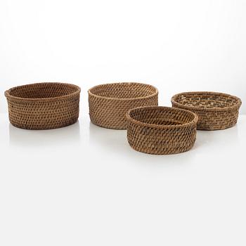 Root baskets, 4 pcs, folk art, 19th century.