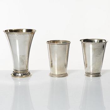 Bägare, 3 st, silver, Sverige, 1900-talets första hälft.
