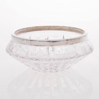 A cut crystal and silver bowl, marked Kultakeskus, Hämeenlinna 1967.