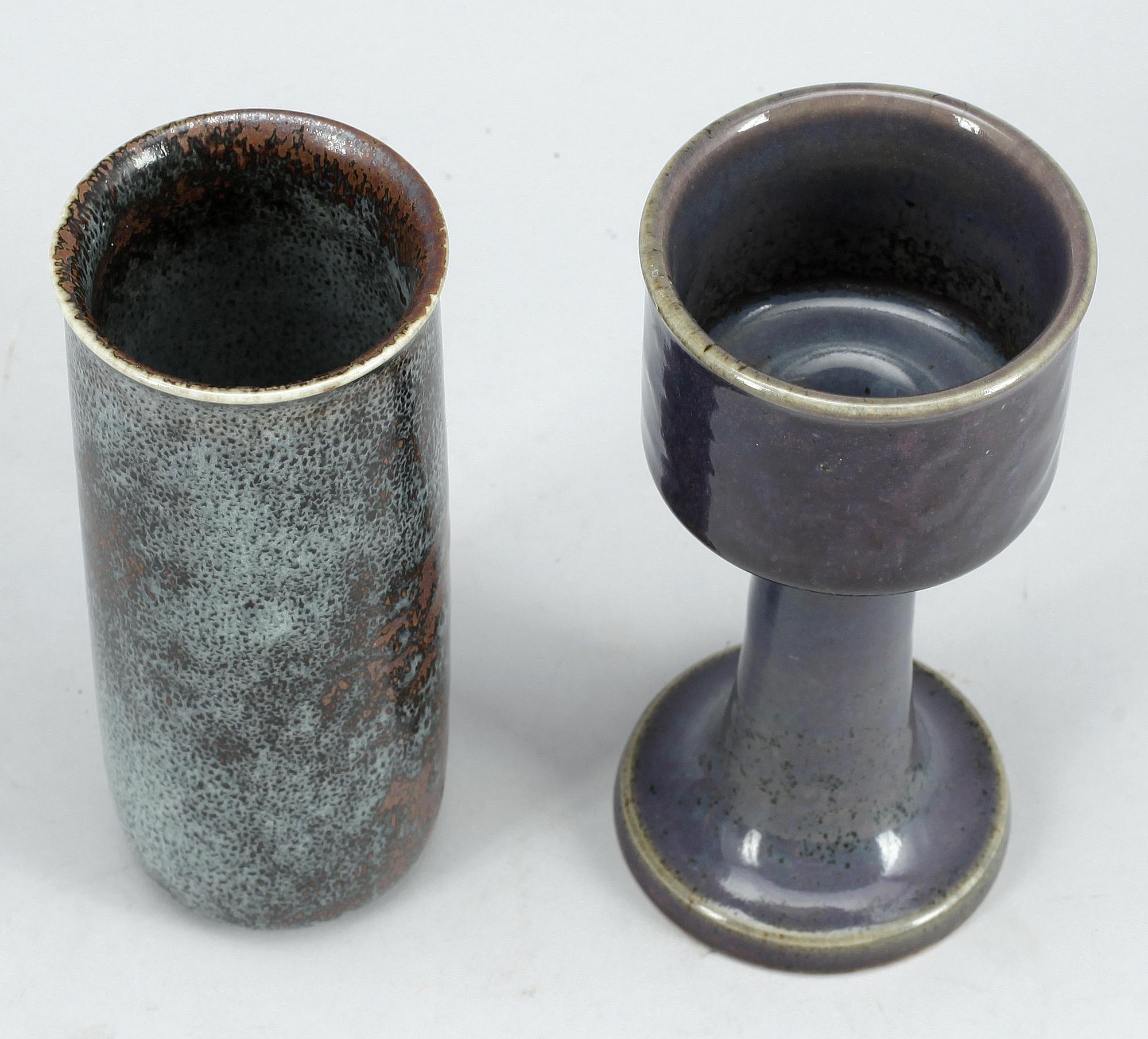 VASER, 2 st, stengods, Stig Lindberg, Gustavsberg, signerade.