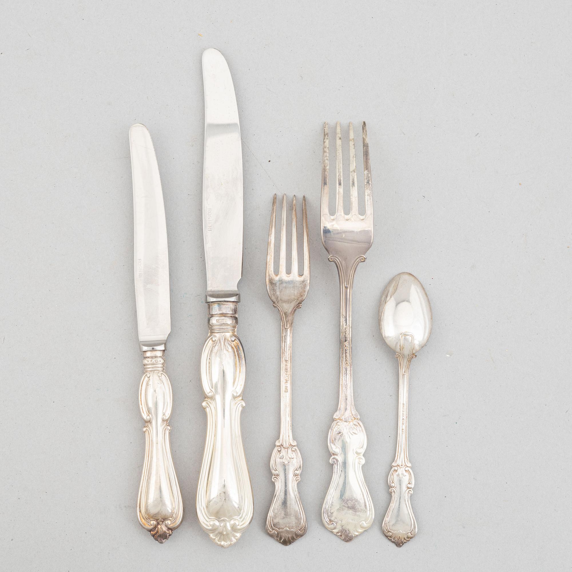 Bestickservis, 26 delar, silver, modell "Olga", GAB, Eskilstuna/Stockholm, 1965-84.