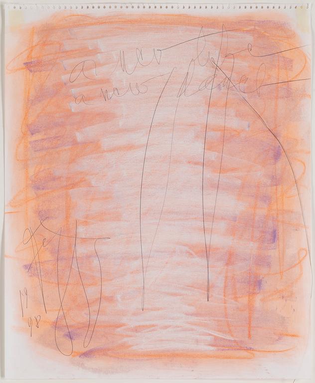 EDDIE FIGGE, pastel and assemblage, signed and dated 1998.