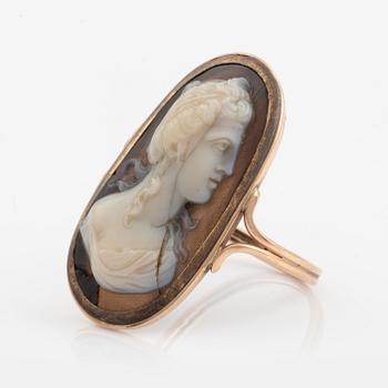 A gold and cameoring, signed Berini.