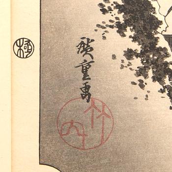 Ando Utagawa Hiroshige after,   woodblock print Japanese signed.