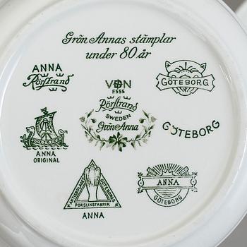 SERVISDELAR, 40 delar, "Grön Anna", Rörstrand.