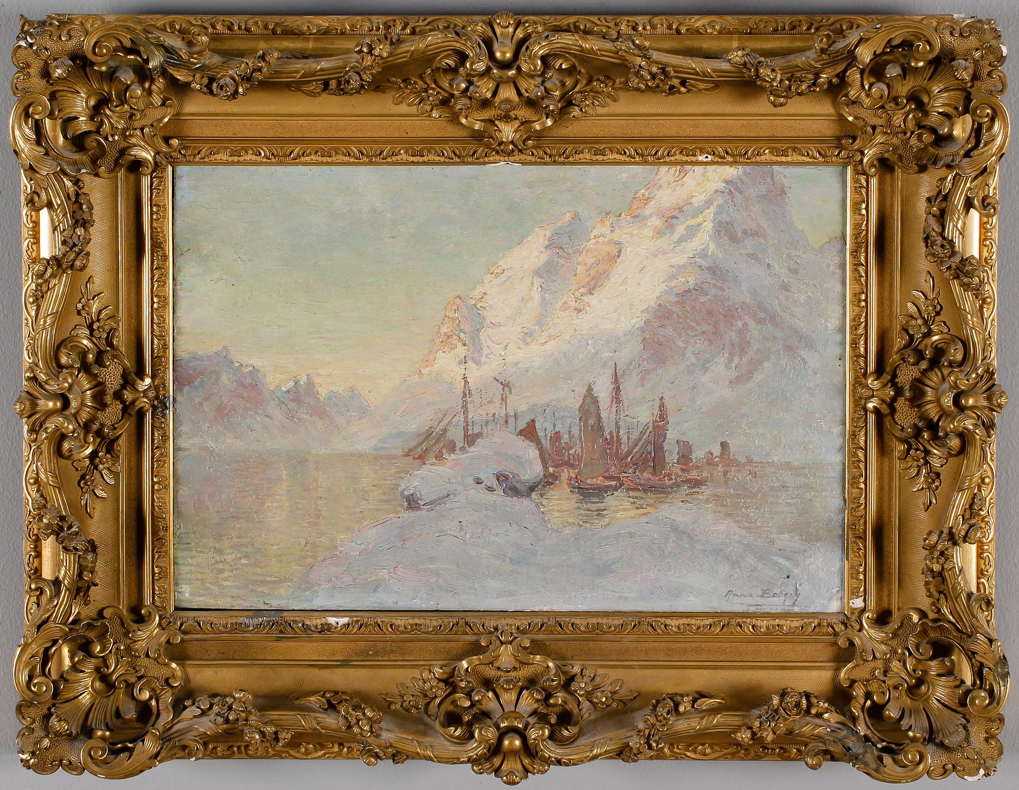 ANNA BOBERG, olja på pannå, signerad.