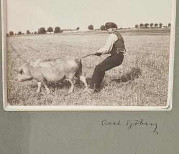 FOTOCOLLAGE, 2 st. Signerade  Axel Sjöberg. Omkring 1900.