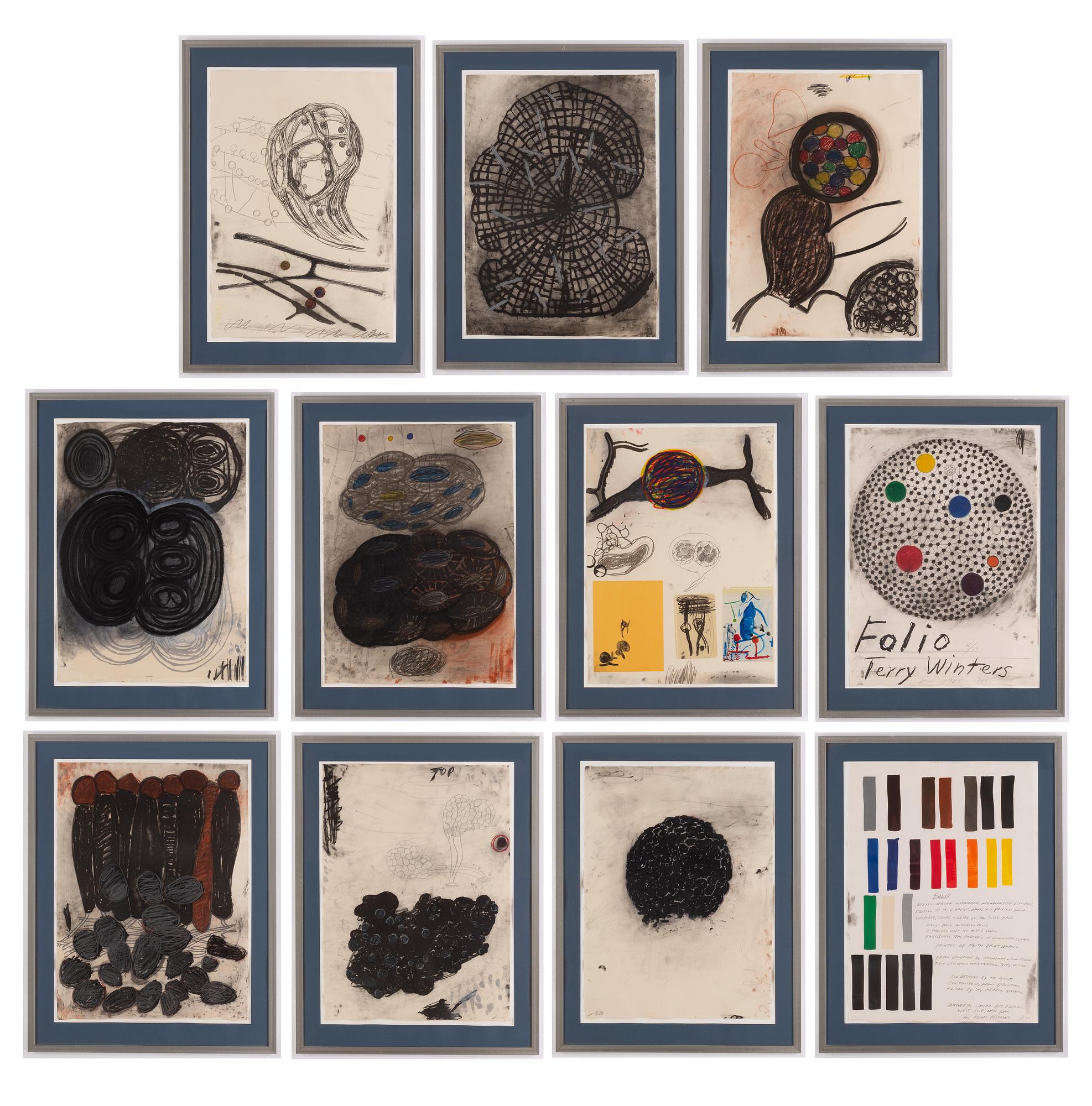 Terry Winters, lithographs in colours, 11, 1985-1986, signed. First lithograph numbered 26/39.