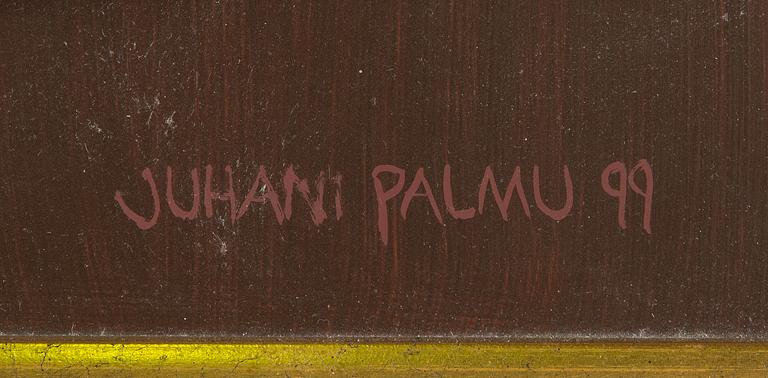 Juhani Palmu, sekatekniikka levylle, signeerattu ja päivätty -99.