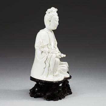 A blanc de chine figure of Guanyin, Qing dynasty.