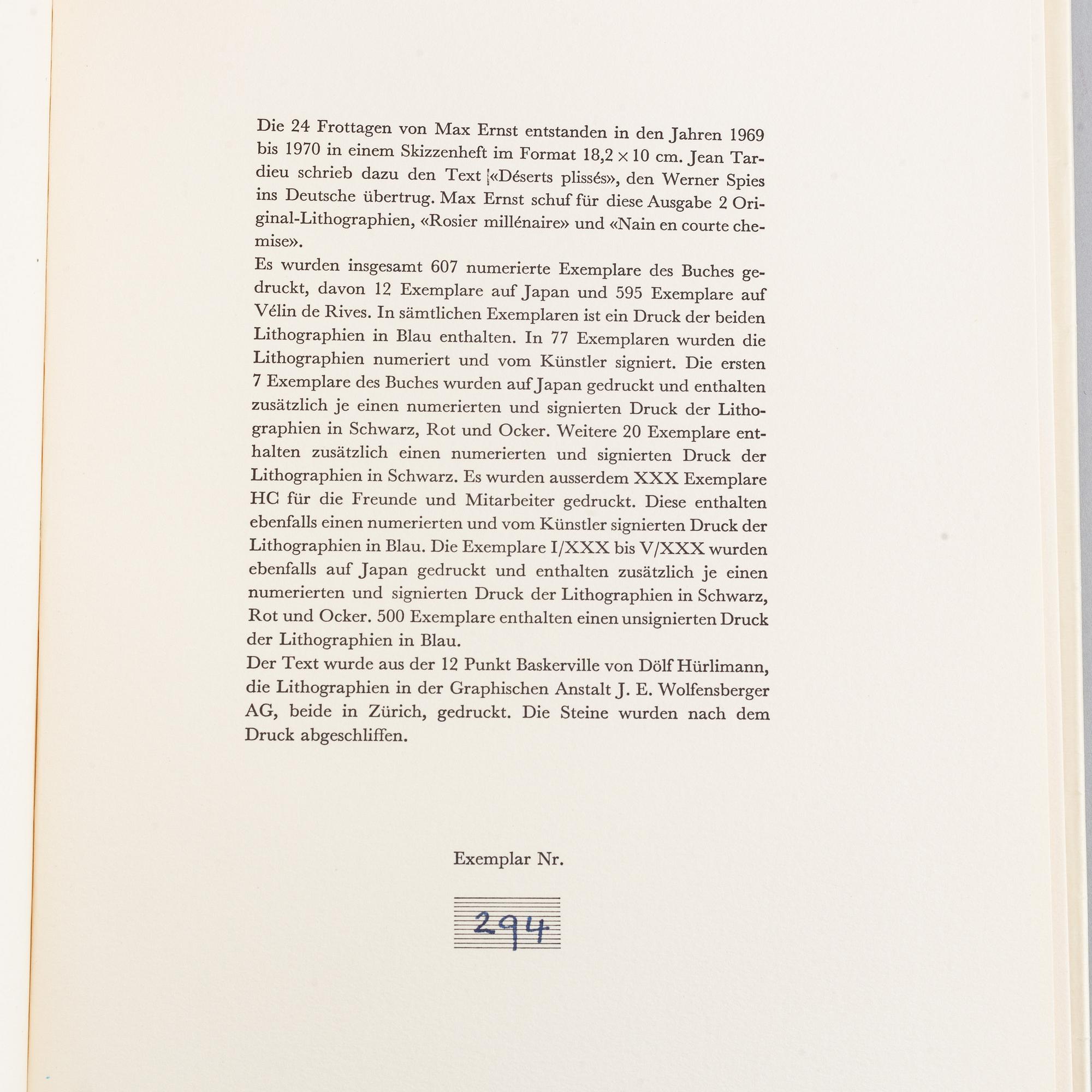 Book, Max Ernst, "24 Frottagen", 1973.