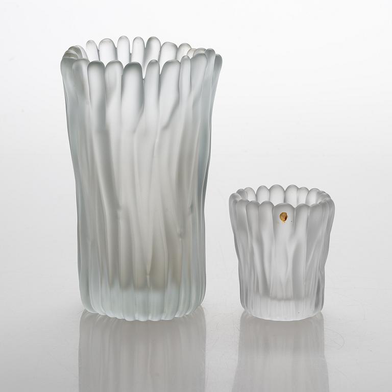 Tapio Wirkkala, två vaser, "Jäkälä "(Renlav), signerad Tapio Wirkkala, Iittala 3515. 1950-64.