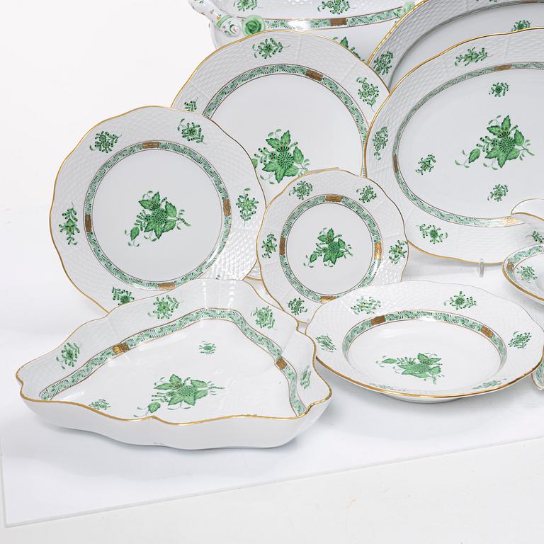 Herend, Service pieces, 59 pieces, "Chinese Bouquet"/ "Green Apponyi", Hungary.