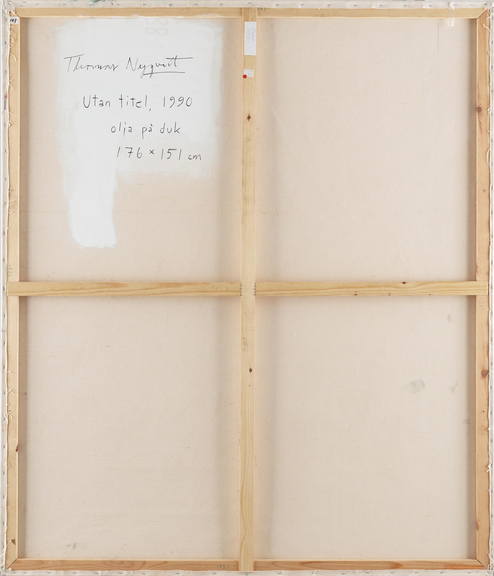 THOMAS NYQVIST, olja på duk, a tergo sign. 1990.