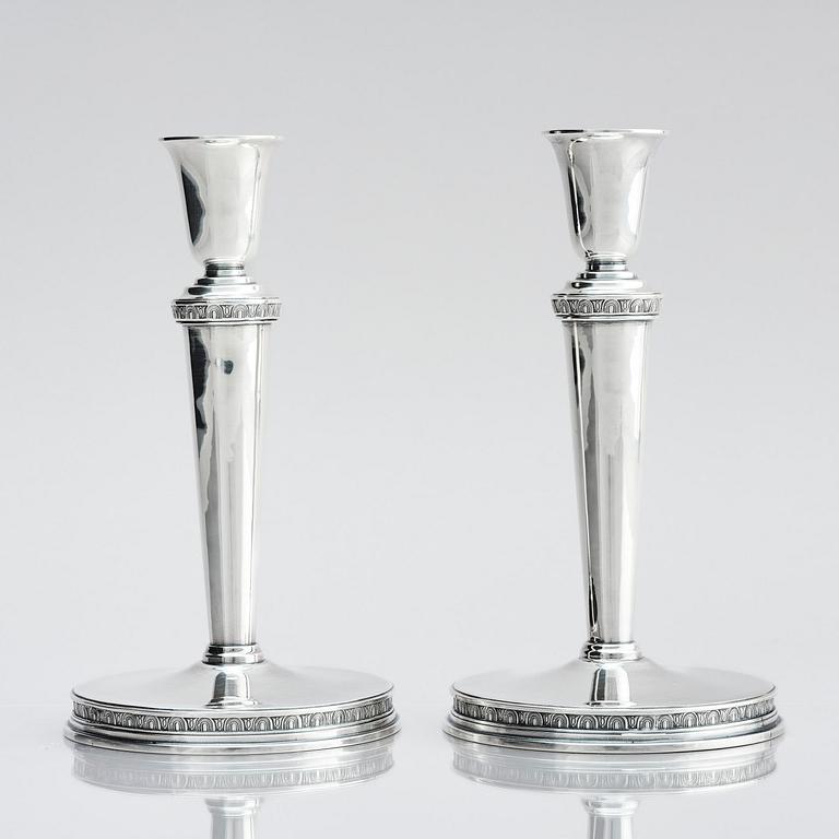 Eric Råström, a pair of silver candlesticks, company CG Råström, Stockholm 1974.