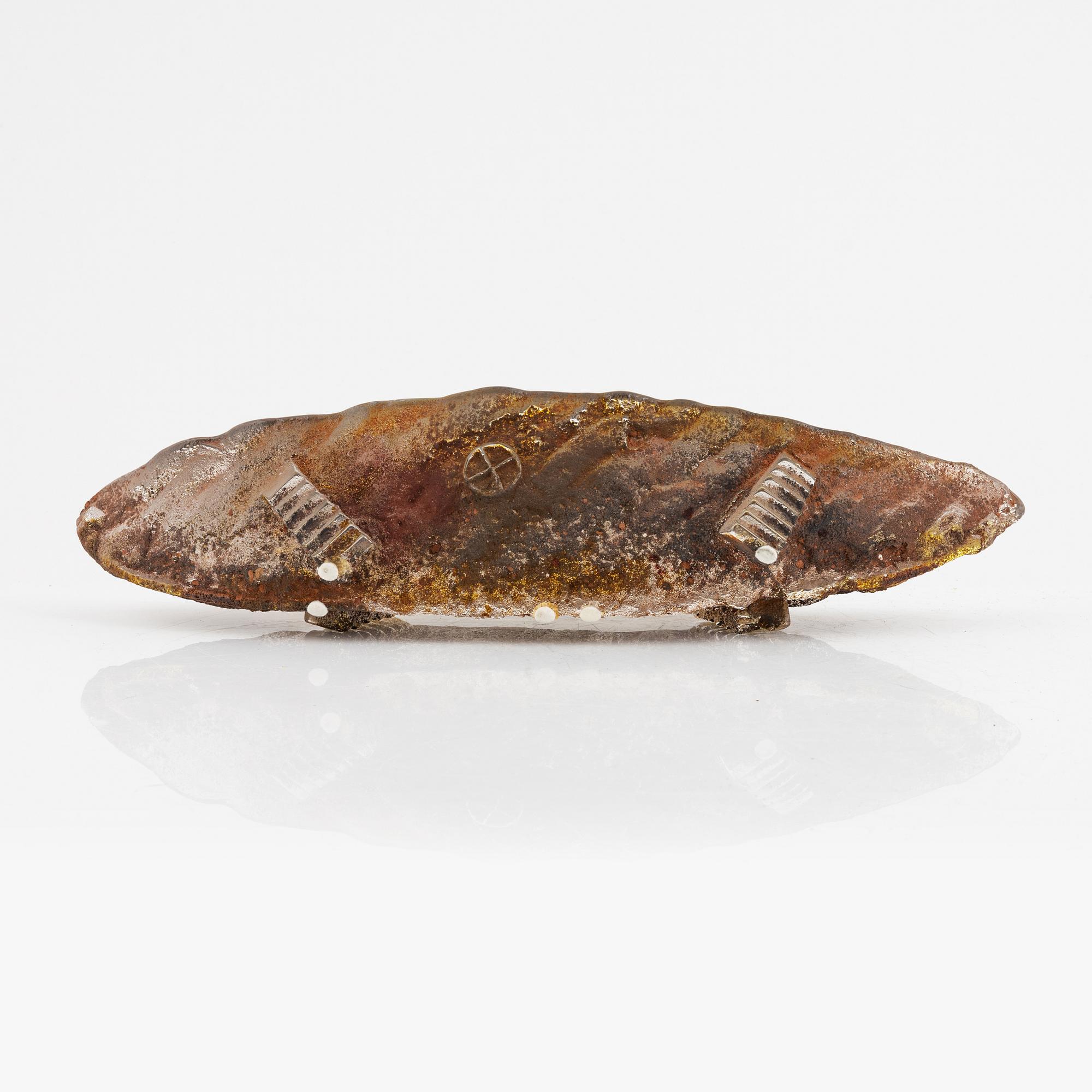 Bertil Vallien, a unique sand-cast glass sculpture of a boat, probably for Kosta Boda, Sweden.