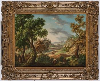 Jan Wildens, follower of, Expansive landscape with figures.