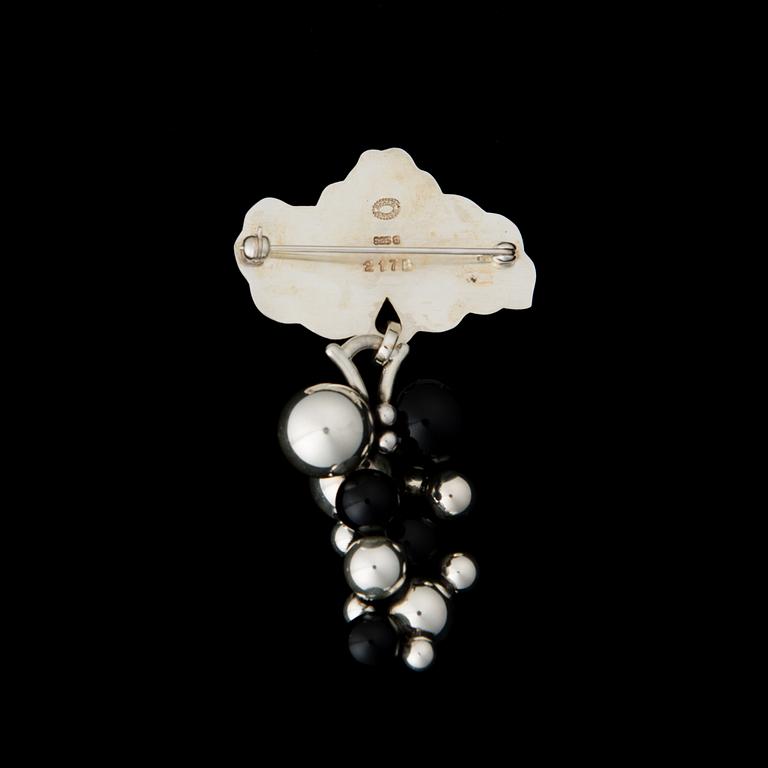 BROOCH, "Moonlight grapes", onyx, silver.